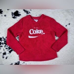 Coca Cola Women’s Red Sleepwear Sherpa Crewneck Pullover Sqeater Size Small